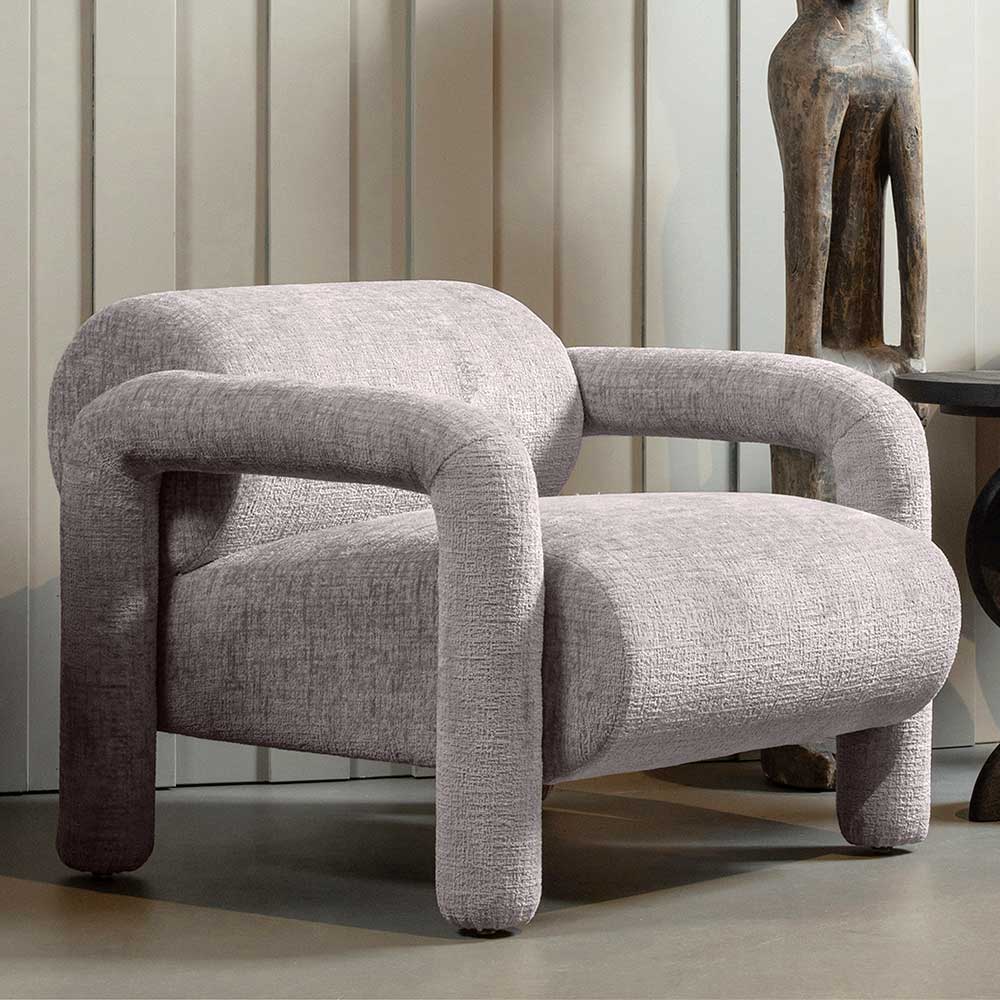 Cooler Designer Sessel in Beige Samt - Sestron