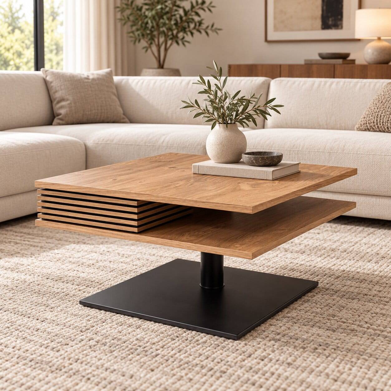 70x70 cm Couchtisch mit Staufach - Portland