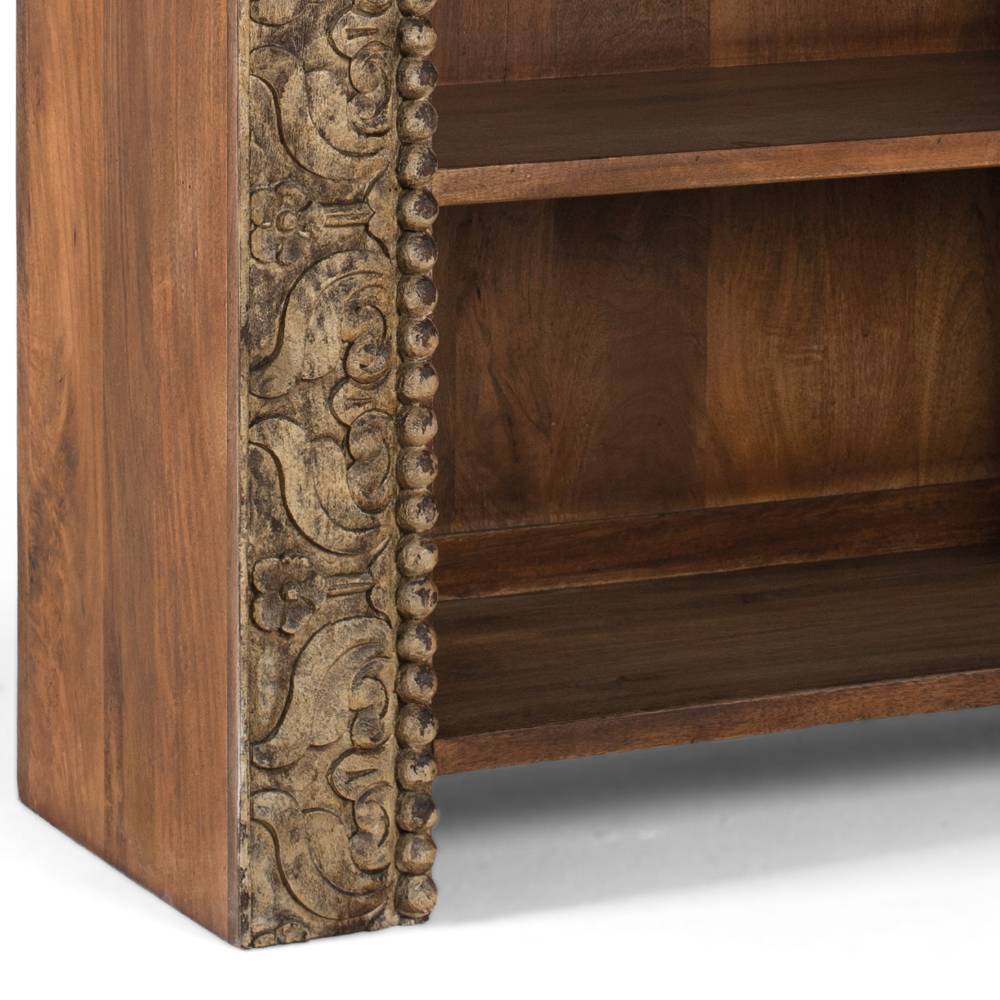 Vintage Designregal aus Mangoholz in Braun - Travorna