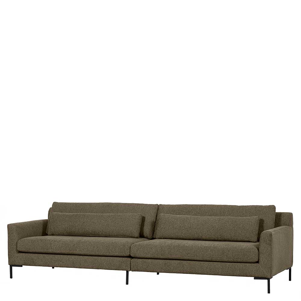 Couch in Taupe Stoff mit Metall Schwarz - Finn