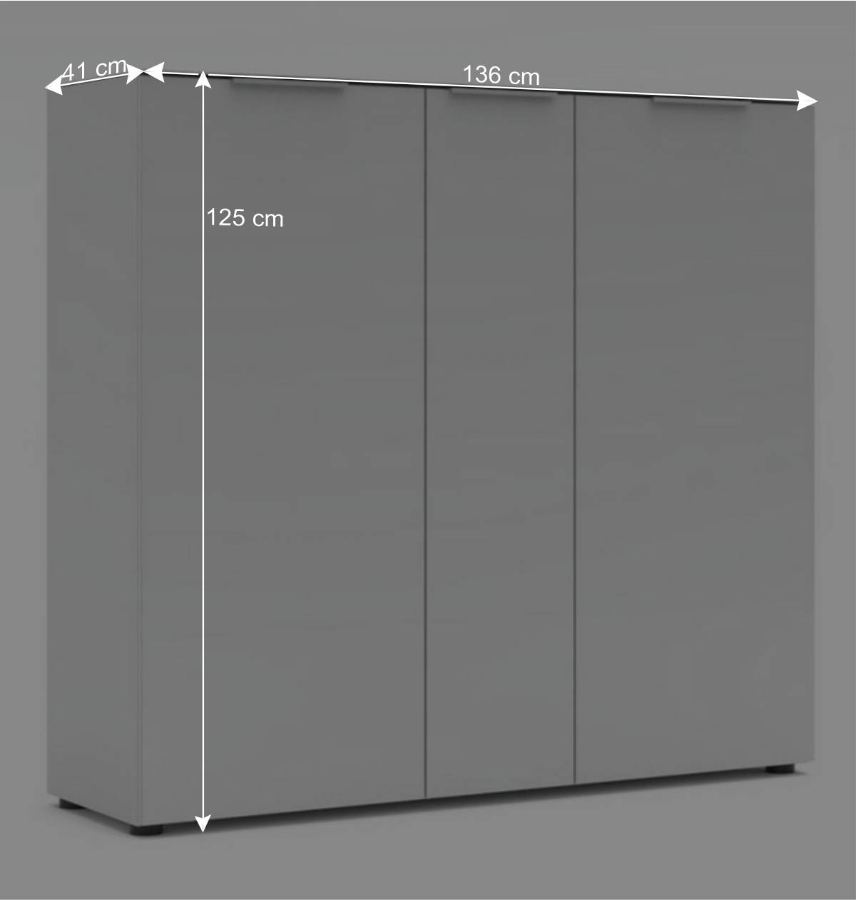 3-türiger Schuhschrank in Weiß - Romina
