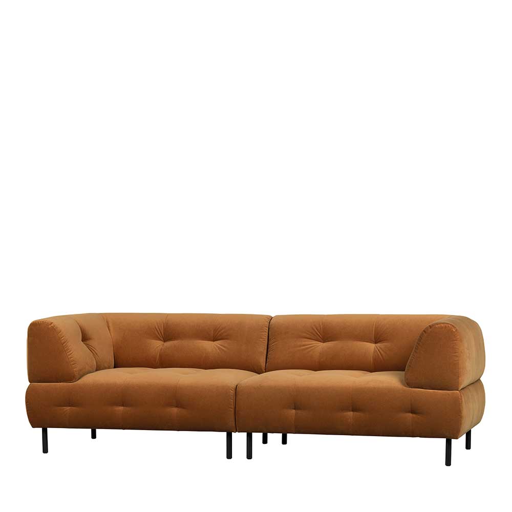 Dreier Sofa mit Armlehnen in Hellbraun - Label