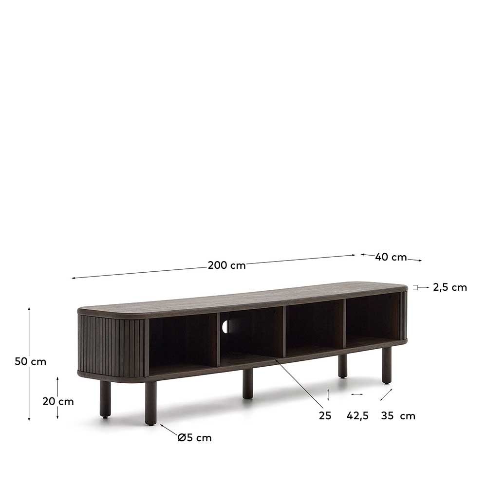 TV Lowboard in Schwarzbraun Esche - Tadaco