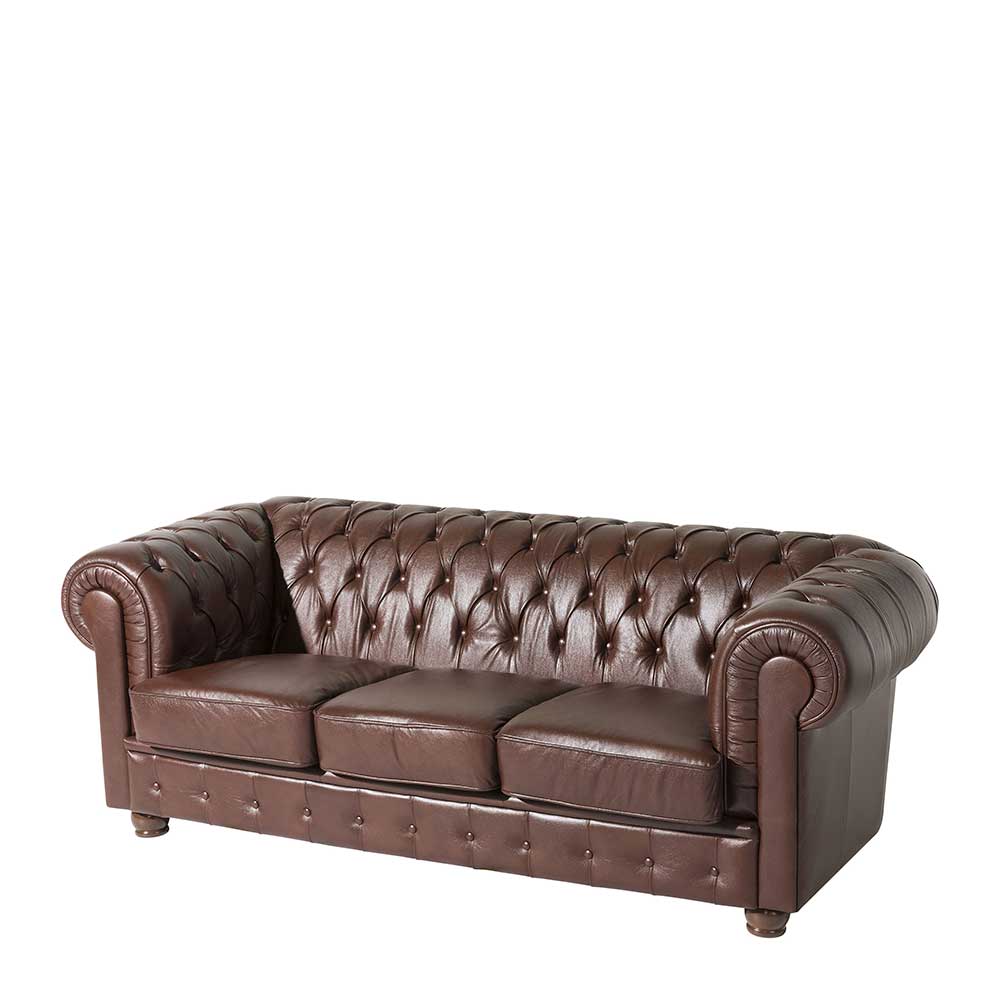 Antikleder Sofa in Braun - Chesterfield Style - Cementa