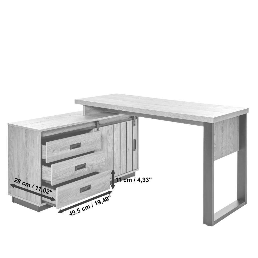 Modern Country Schreibtisch mit Seitenregal - Jarley