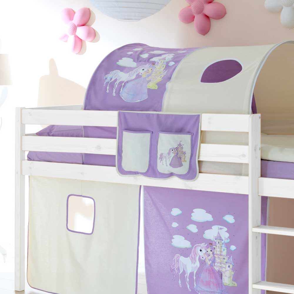 Halbhohes Kinderbett Safira im Prinzessin Design