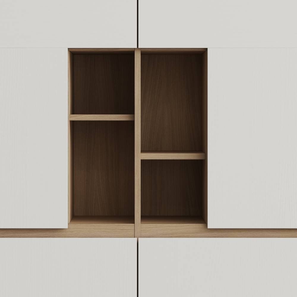 Skandi Highboard in Eiche Dekor und Weiß - Ovidio