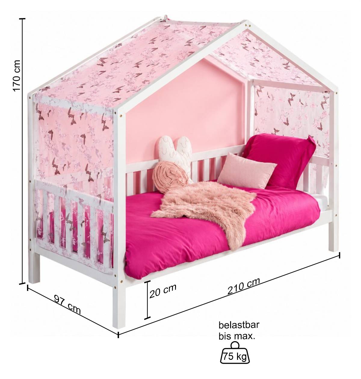 Haus Himmelbett für Mädchen in Weiß - Edro