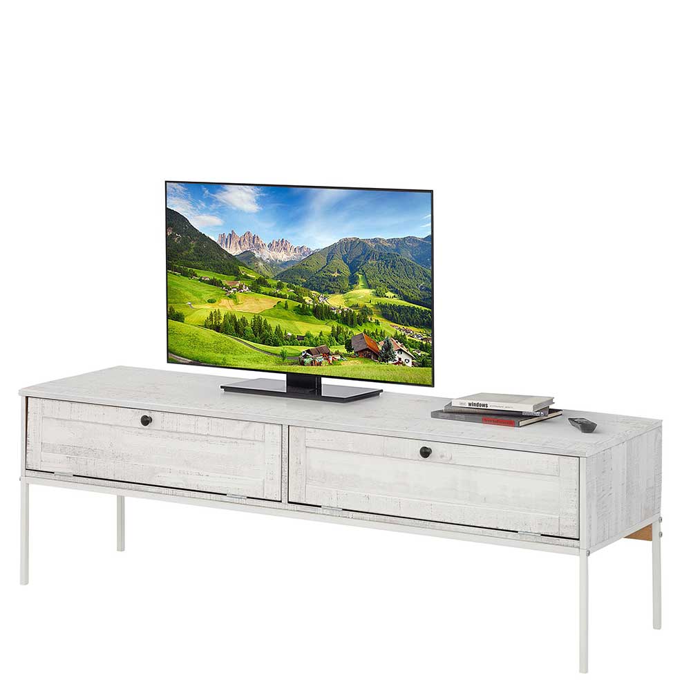 140x45x40 TV Board aus Kiefer in Creme Weiß - Ejeliva