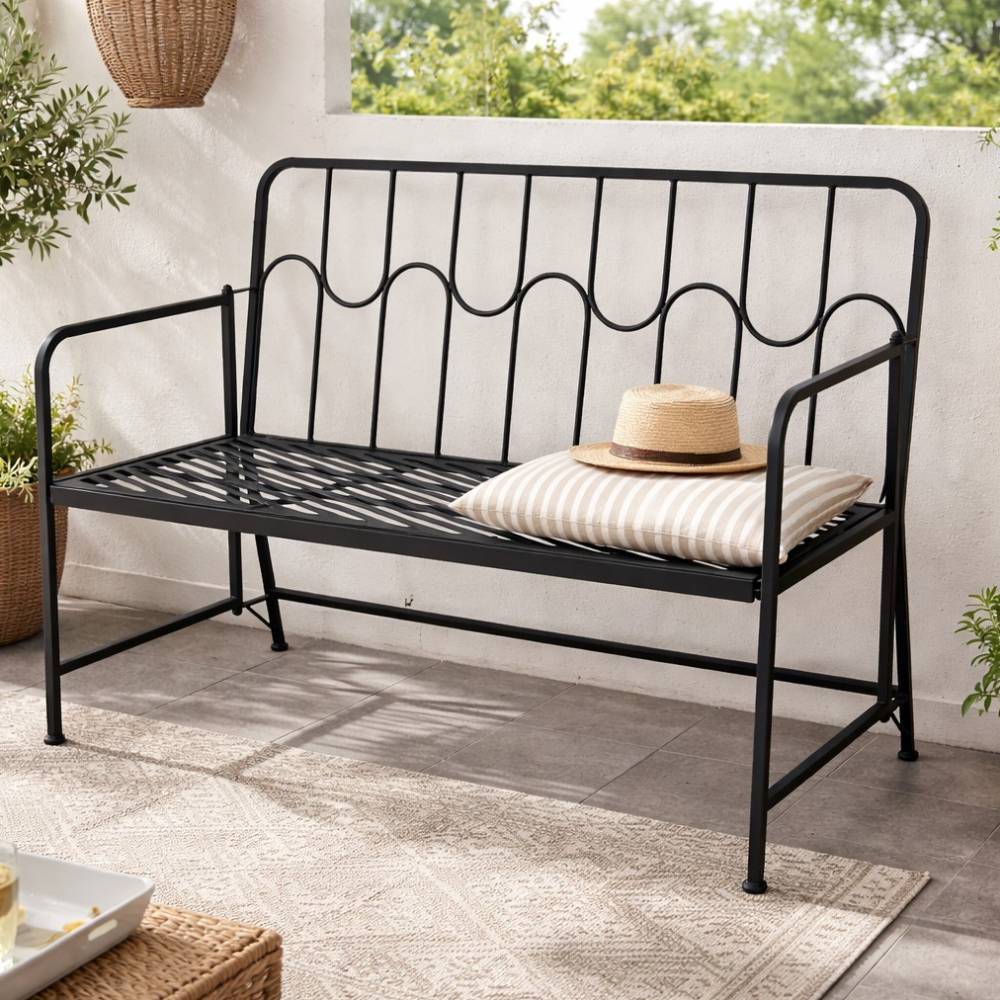 Gartenbank aus Metall in Schwarz - Evensa