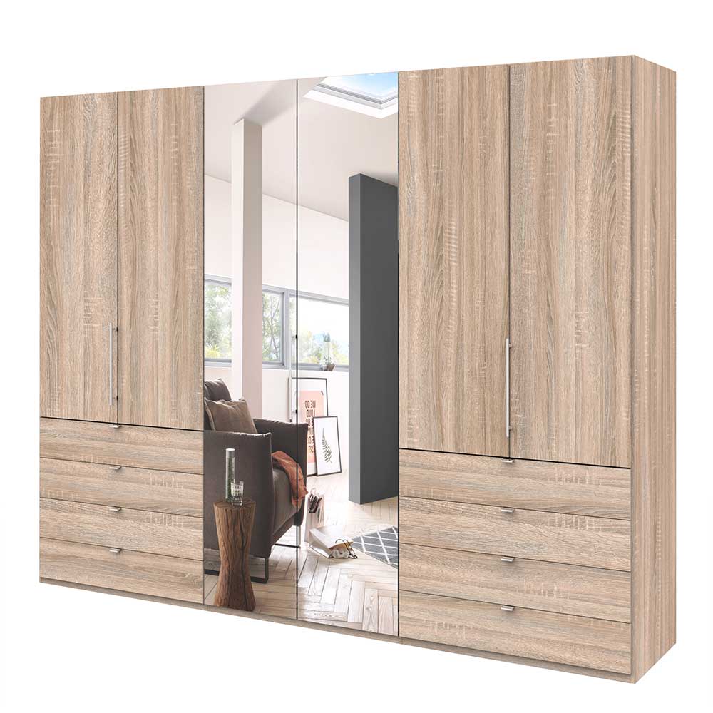 Holzdekor Kleiderschrank mit Spiegel Mitte - Zayun I