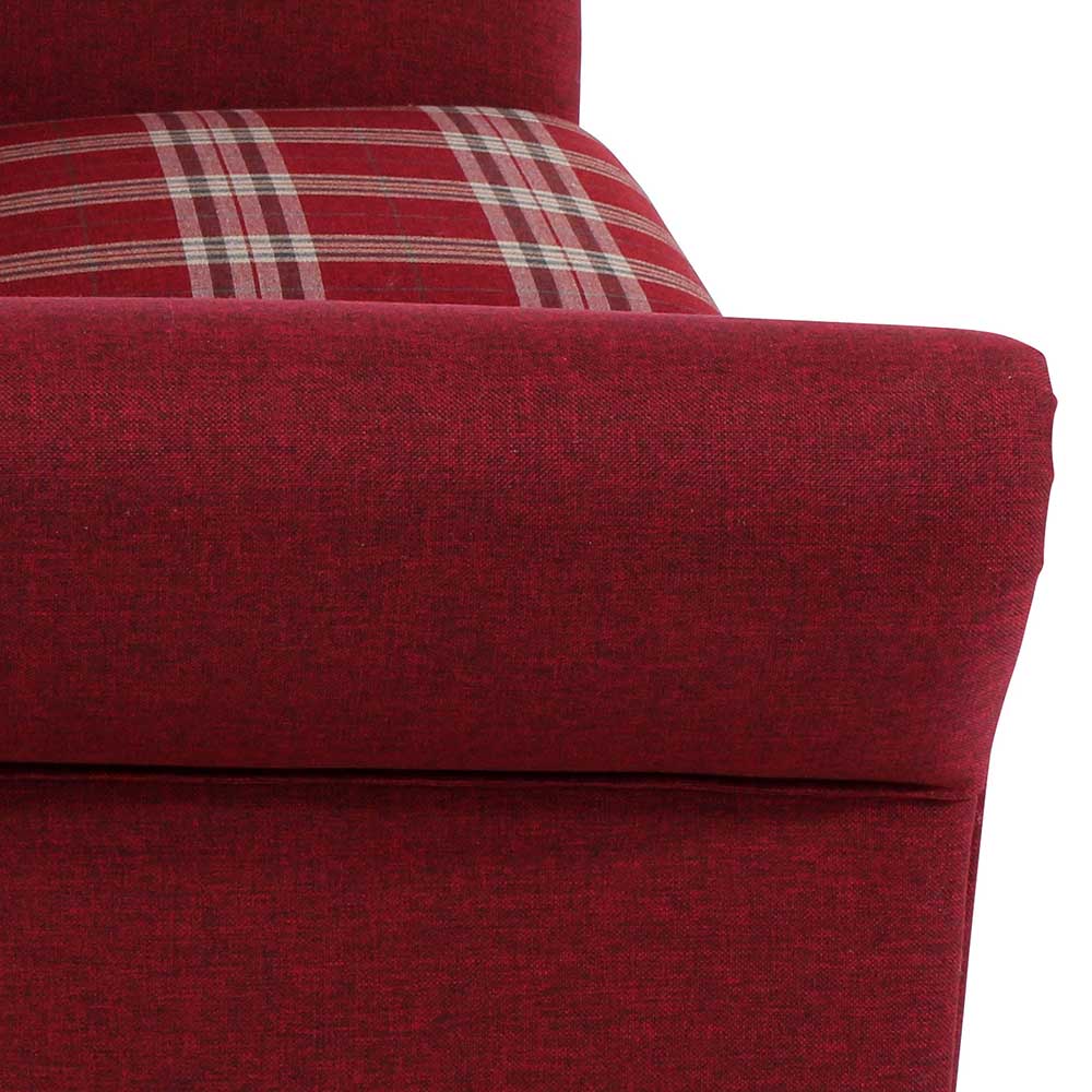 Seitenansicht des roten Sofas mit strukturierter Stoffoberfläche – Lyatea