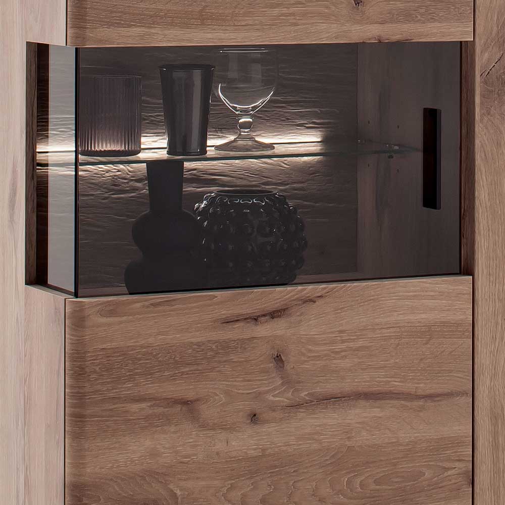 150x124x38 Wohnzimmerschrank mit Glas modern - Bekunion