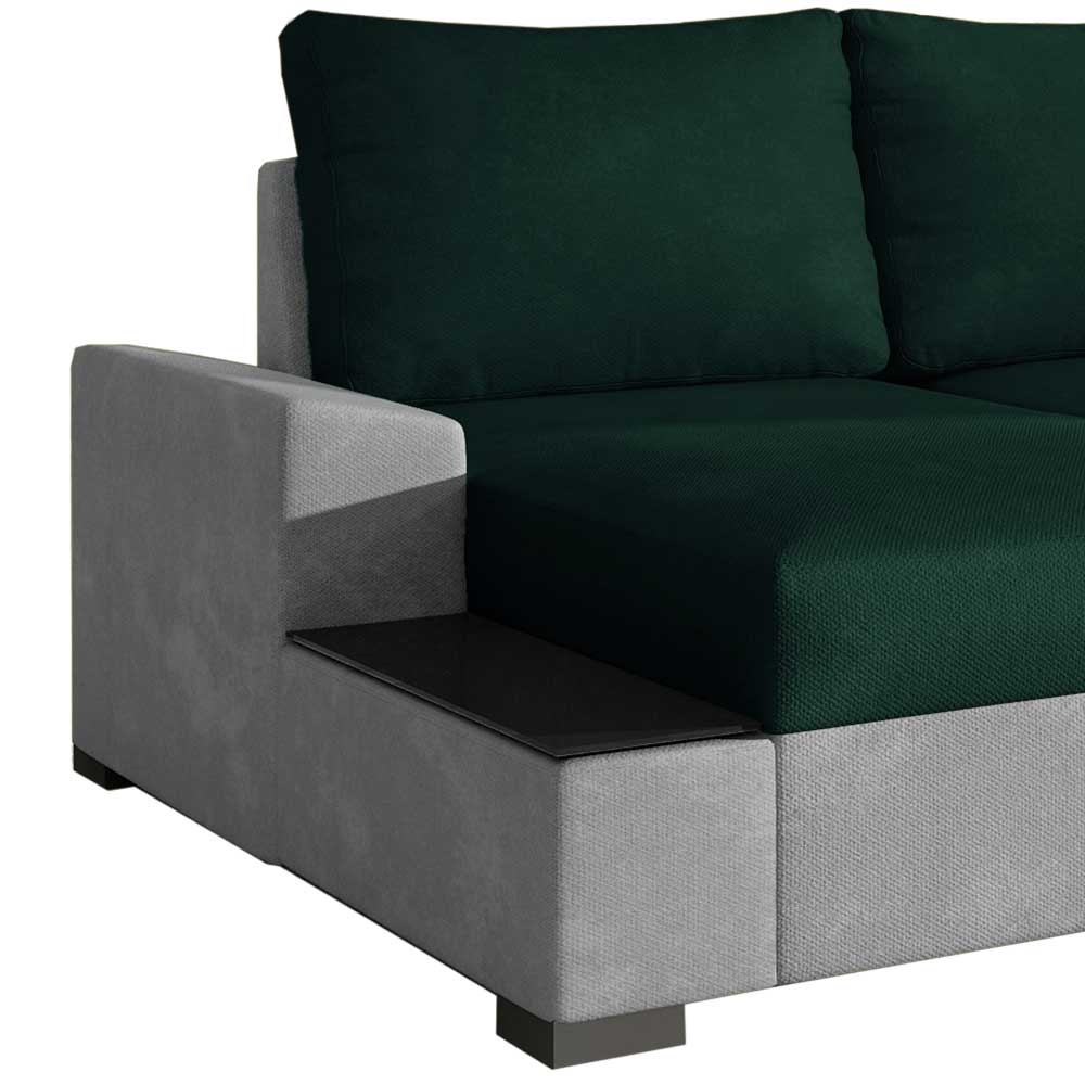 L-Schlafsofa in Dunkelgrün und Hellgrau - Pontevedra
