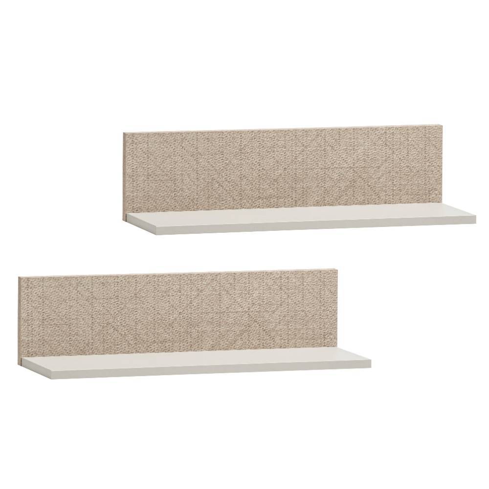 Zwei Wandboards im 2er Set in Beige mit Rückwand in Geflecht Optik – Litinka