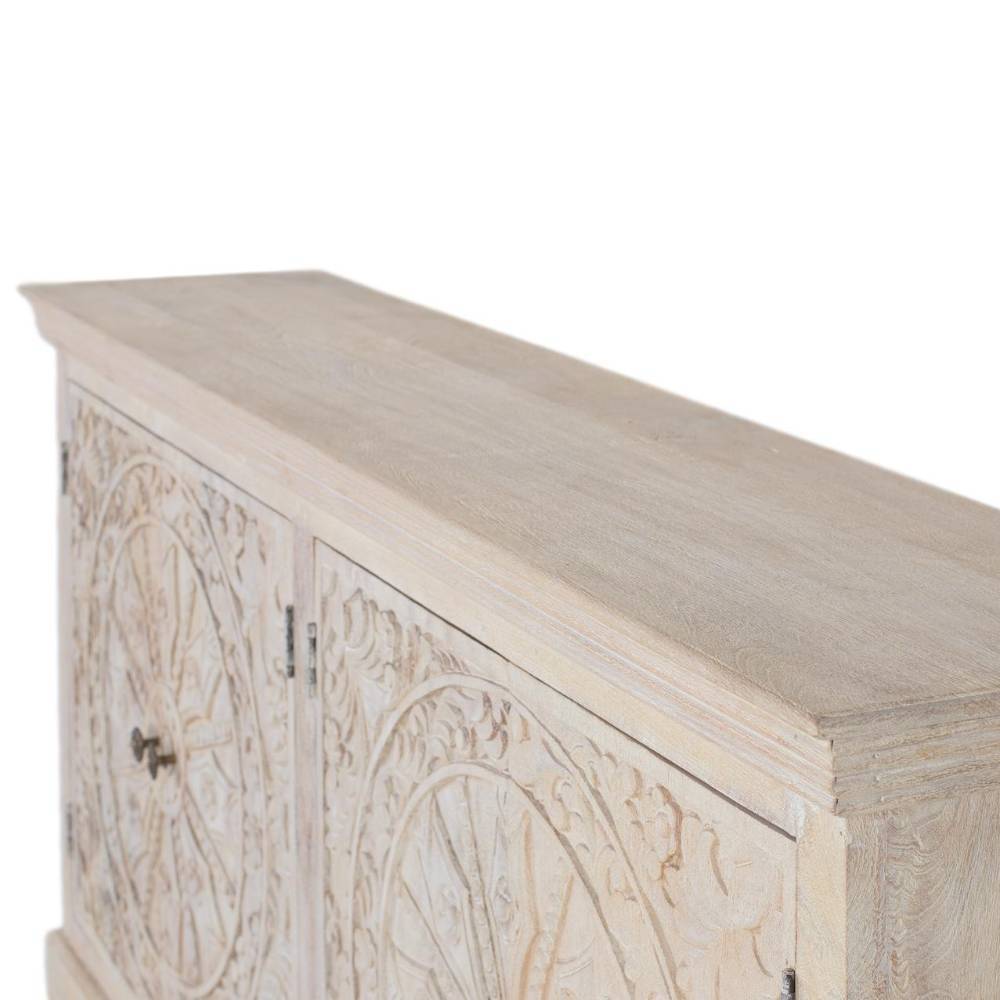 4-türiges Sideboard in Mangoholz Sandfarben - Ostinia