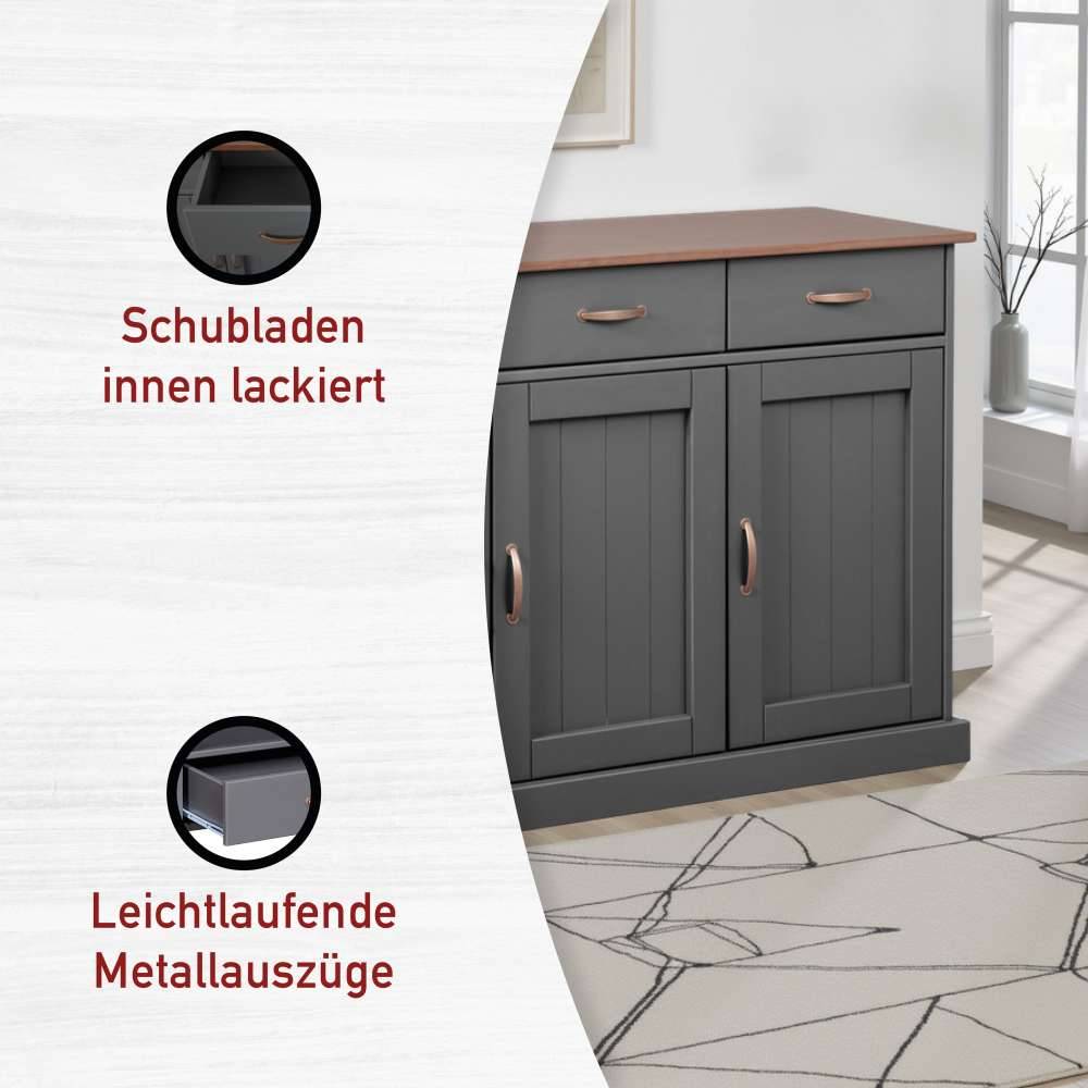 131x86x45 Landhaus Anrichte in Grau & Braun - Nepplan