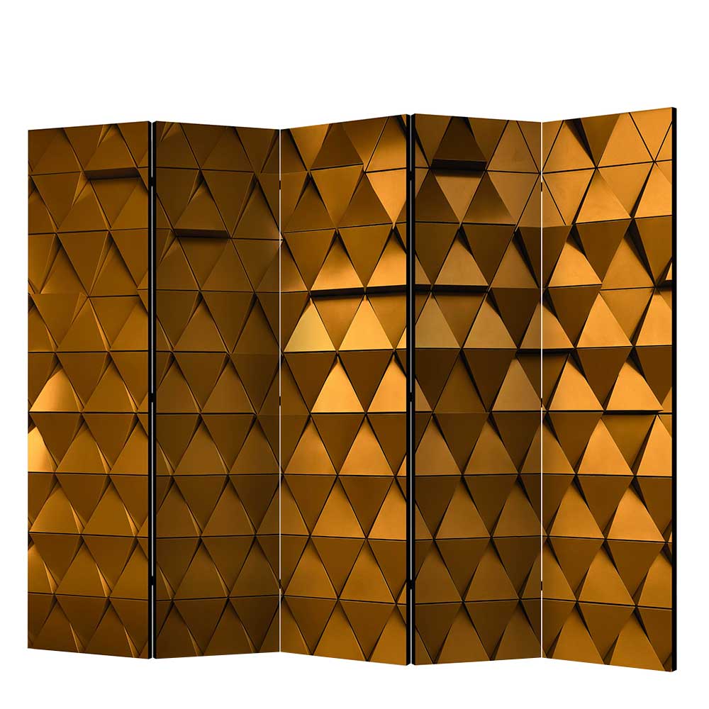 Faltbarer Leinwand Raumteiler in Gold - Adda