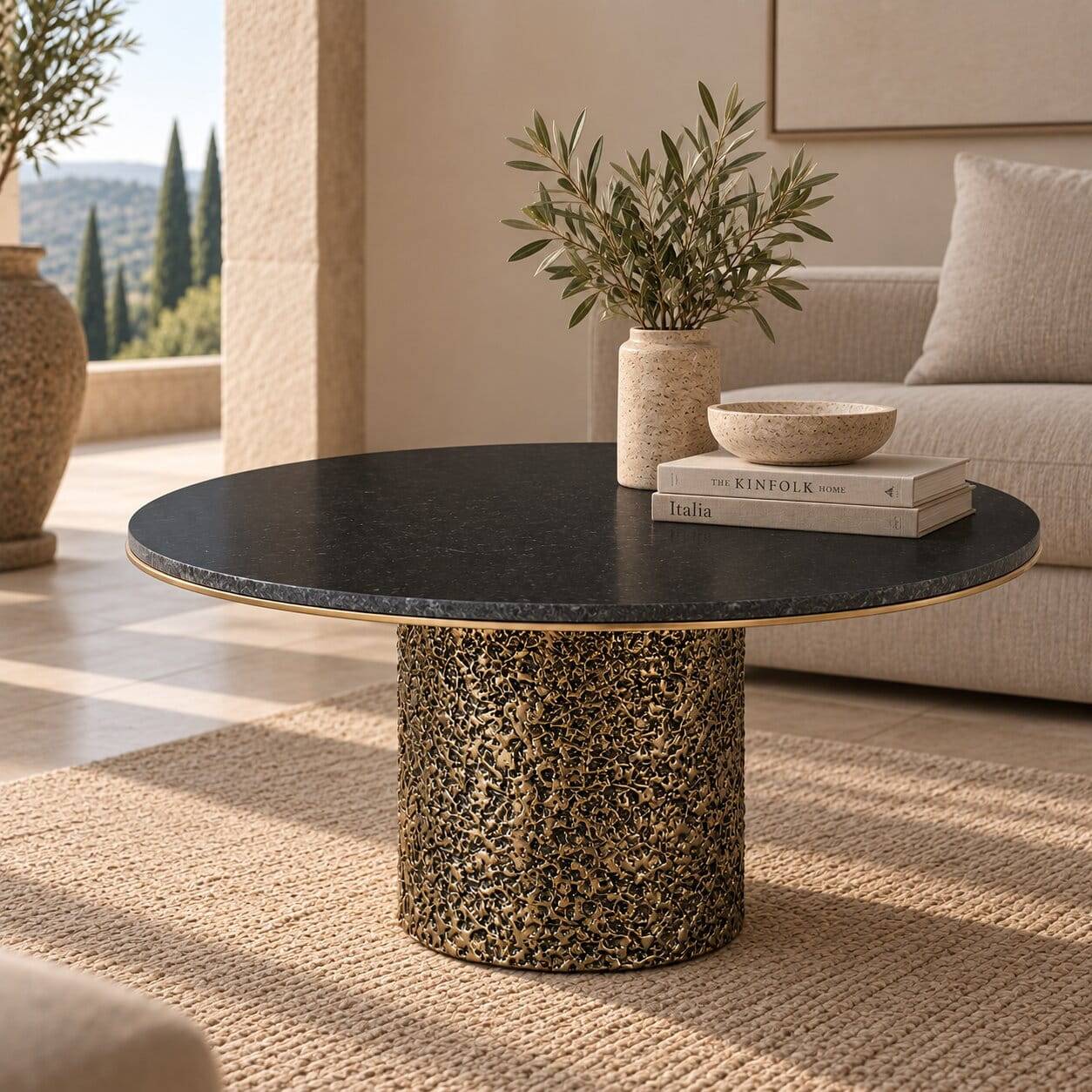 Runder Design-Couchtisch aus Marmor - Audra