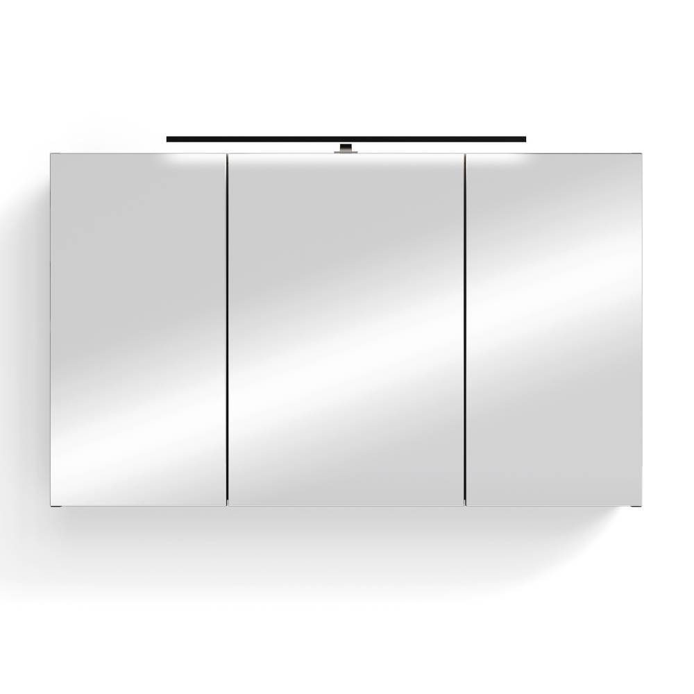Geschlossener 120cm Badezimmer Spiegelschrank Anthrazit mit drei Spiegeltüren und LED Beleuchtung – Asta