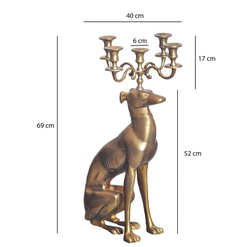 Windhund Kerzenleuchter in Gold aus Aluminium - Cowian