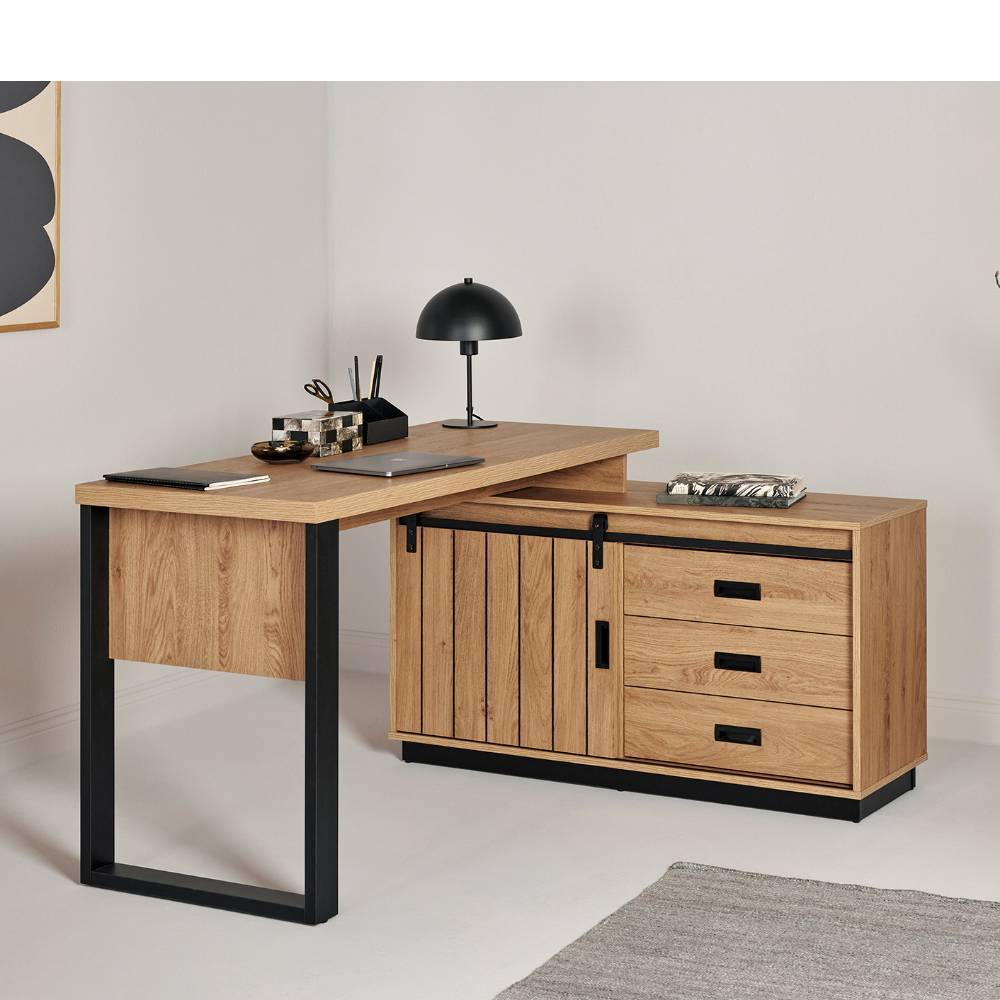 Modern Country Schreibtisch mit Seitenregal - Jarley