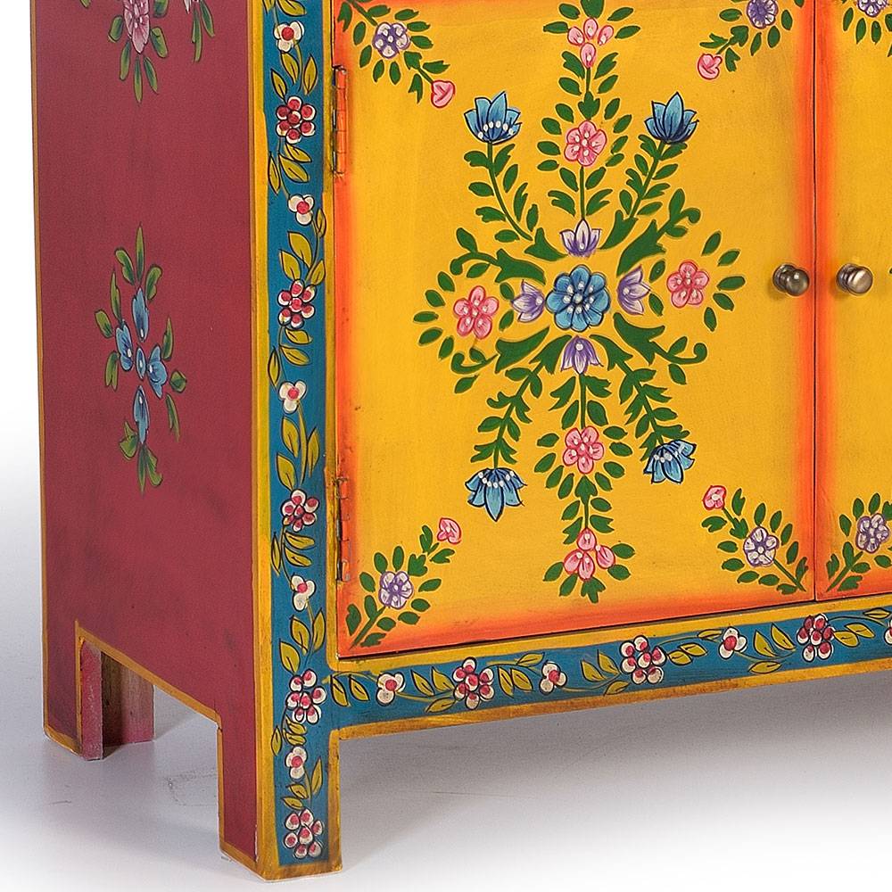 Farbenfrohes Design-Highboard mit Blumen Motiven - Leverias