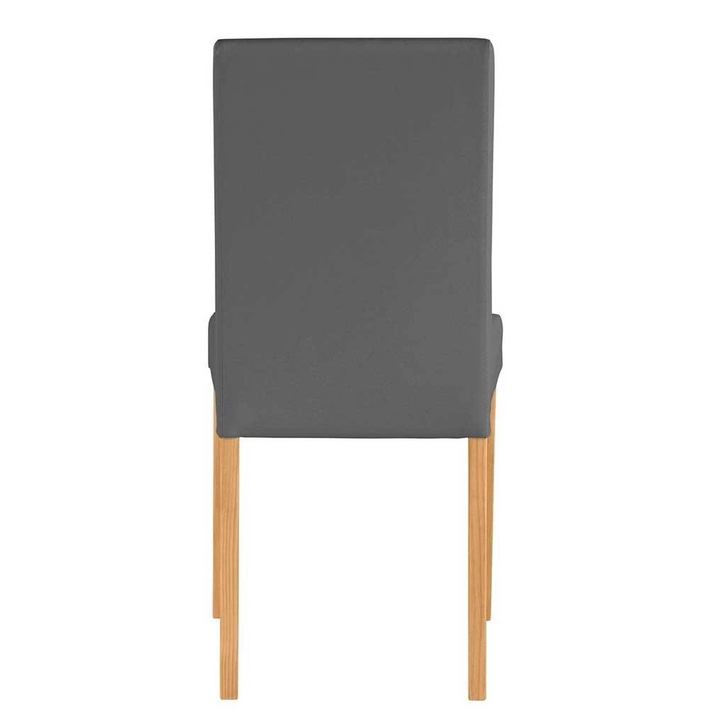 Kunstlederstühle in Grau & Kiefer - Miragda (2er Set)
