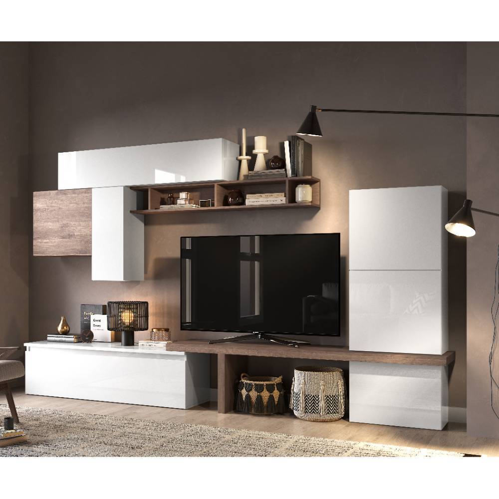 Wohnzimmer-Design-Wohnwand Set - Pelitus (neunteilig)