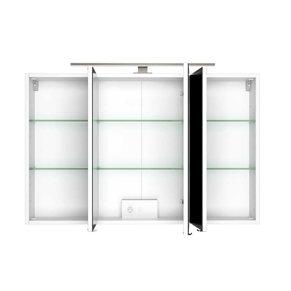 Weiße Badezimmermöbel 140 cm breit - Livendas (dreiteilig)