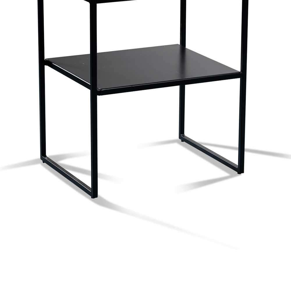 Beistelltisch mit Ablage in Schwarz Marmor Optik - Eila