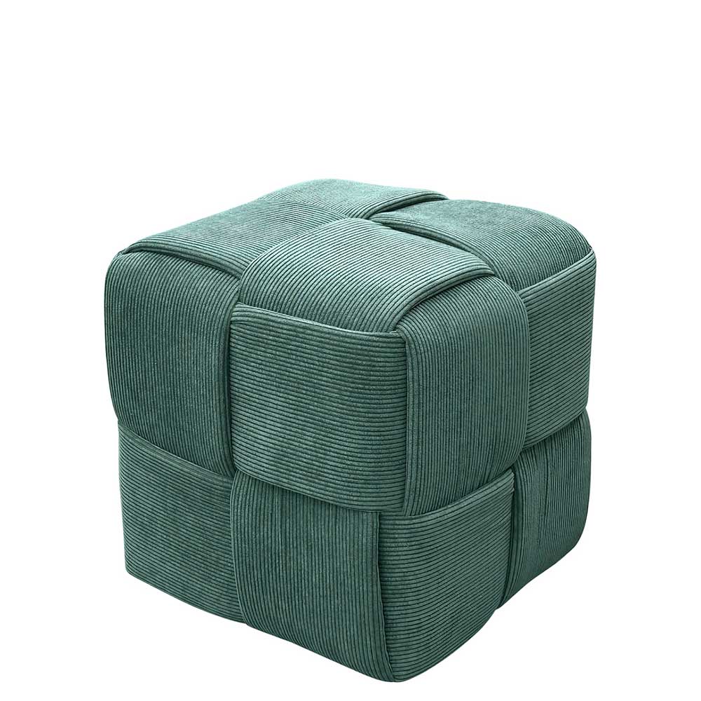 Cord Pouf in Dunkelgrün - Glory