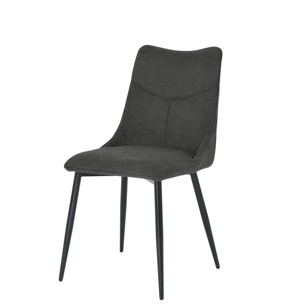 Esszimmerstuhl aus Strukturstoff in Anthrazit - Hippa (2er Set)