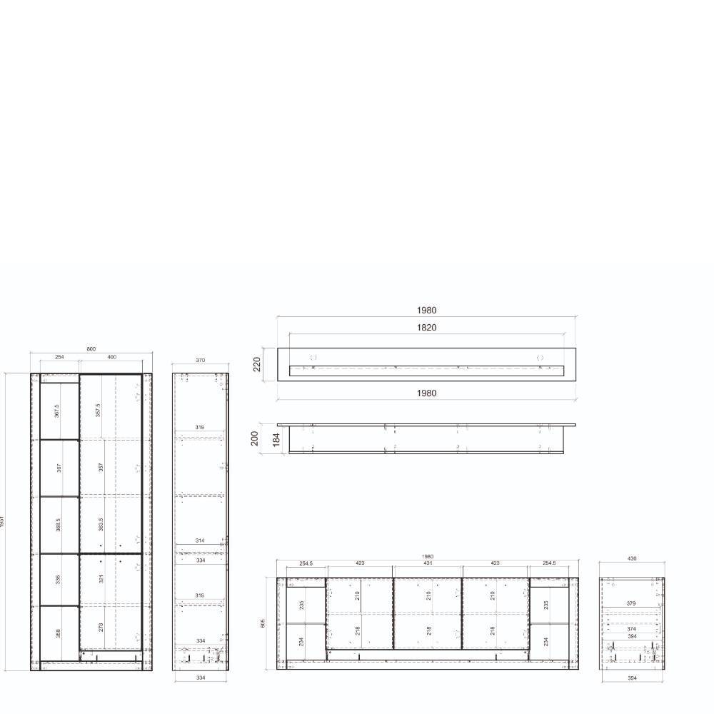 Design Wohnwand Set Adejano Maße und Abmessungen für die individuelle Planung des Sets – Adejano