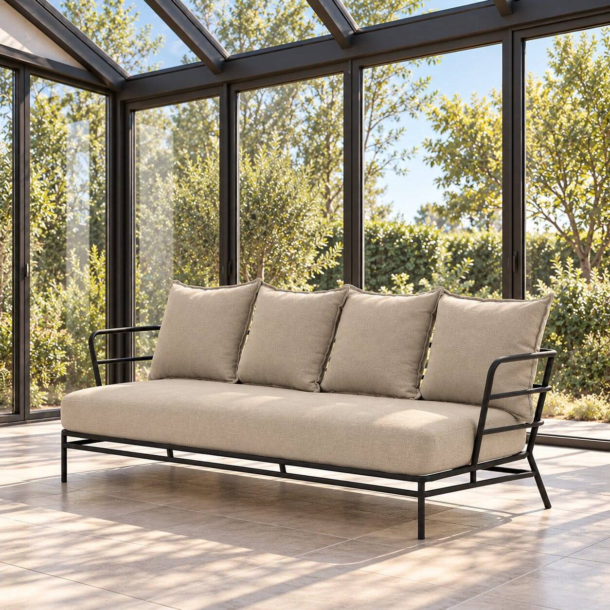 Dreisitzer Sofa mit Stahlgestell Schwarz - Emjan