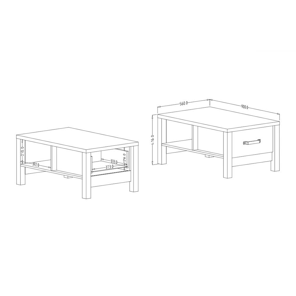 Wohnzimmer Tisch in Fichte verwittert NB - Simeona