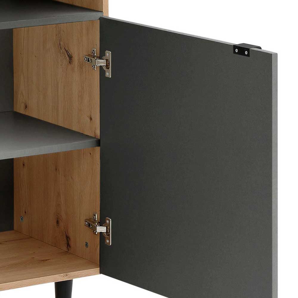Wohnzimmerschrank in Anthrazit und Eiche - Sanctos