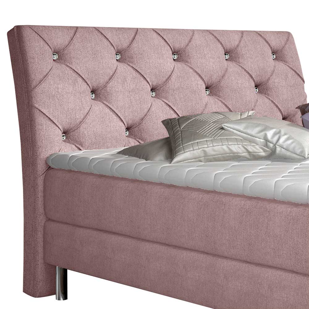 Komplettbett in Hellrosa Stoffbezug - Inabaros