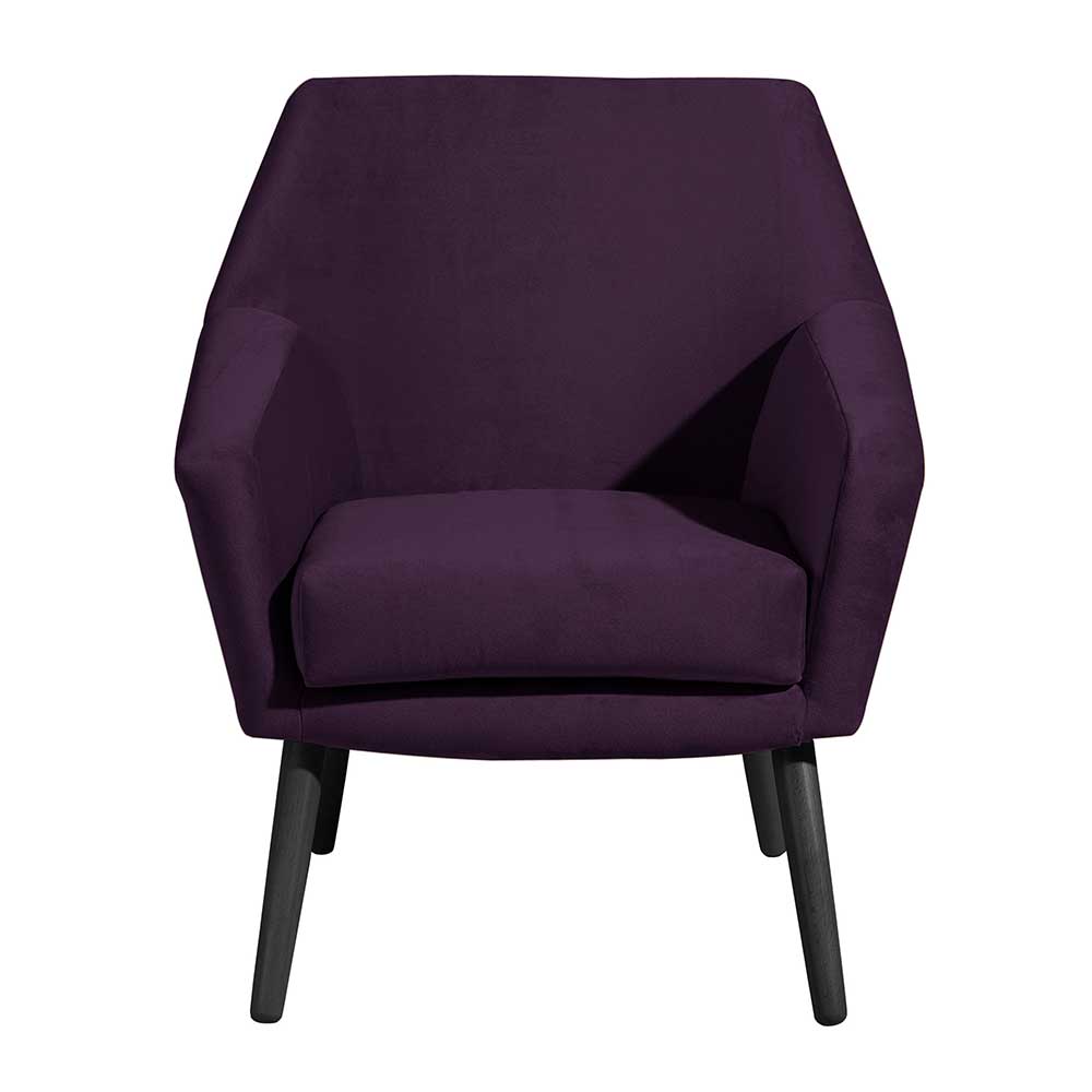 Samtvelours Sessel in Dunkellila & Schwarz - Keitha