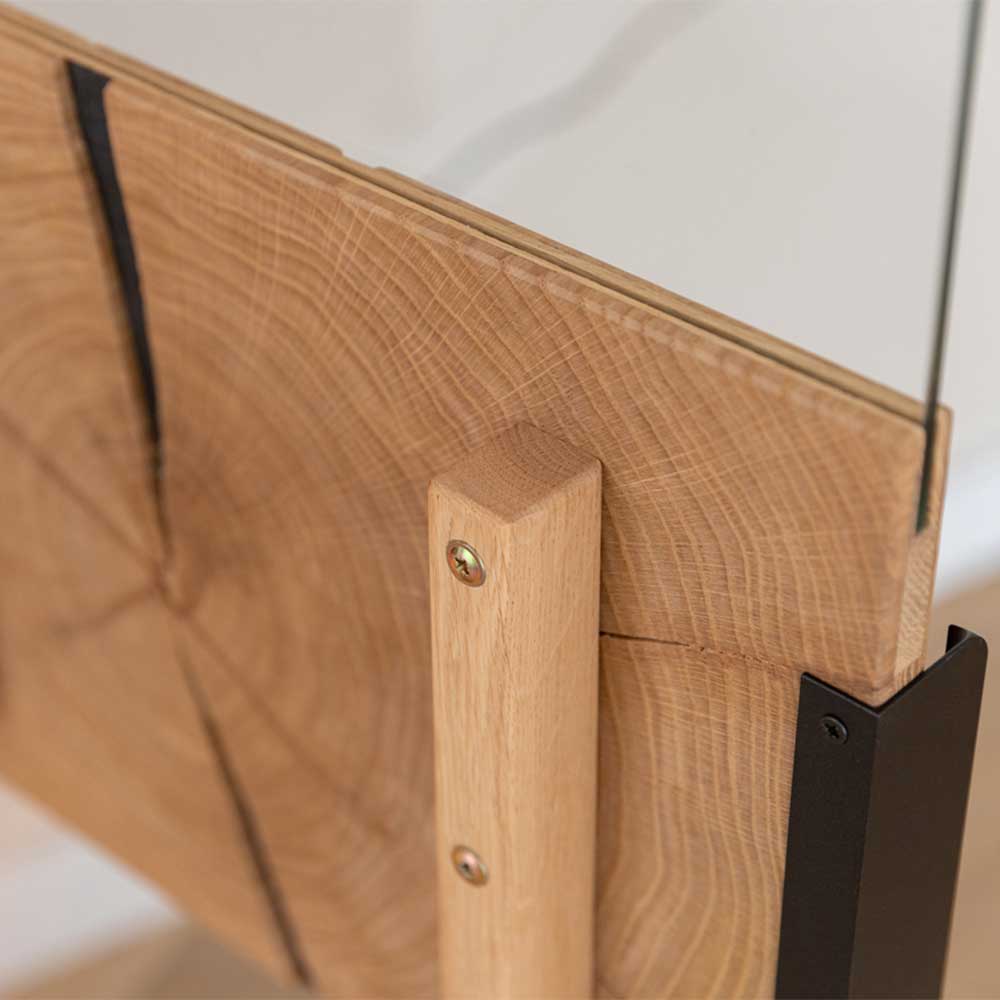 Highboard Vitrine aus Eiche und Glas - Masicuri