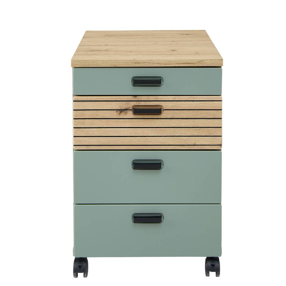 Schreibtisch Rollcontainer in Graugrün - Lenza