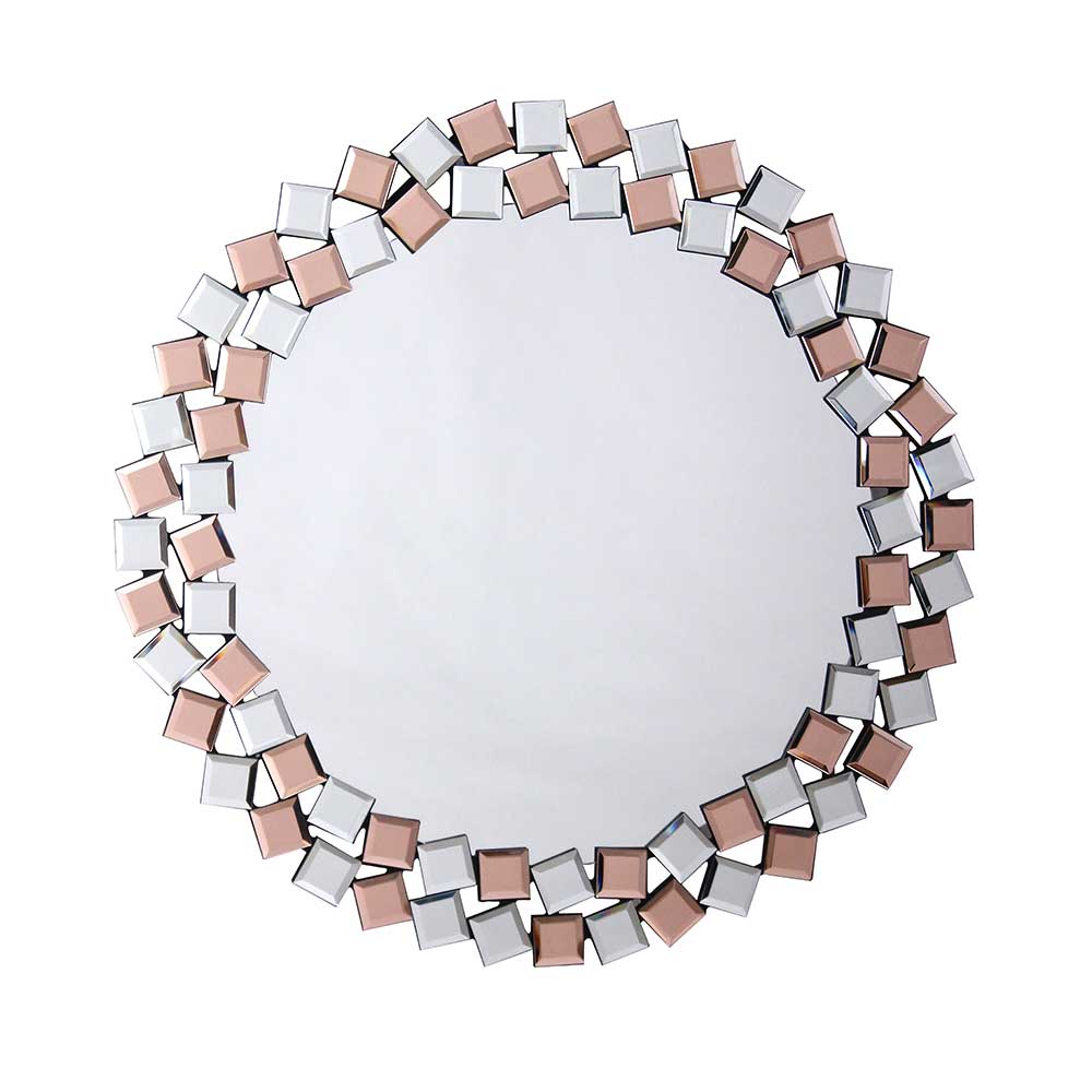 Runder Mosaik Spiegel in Roségold - Promenada
