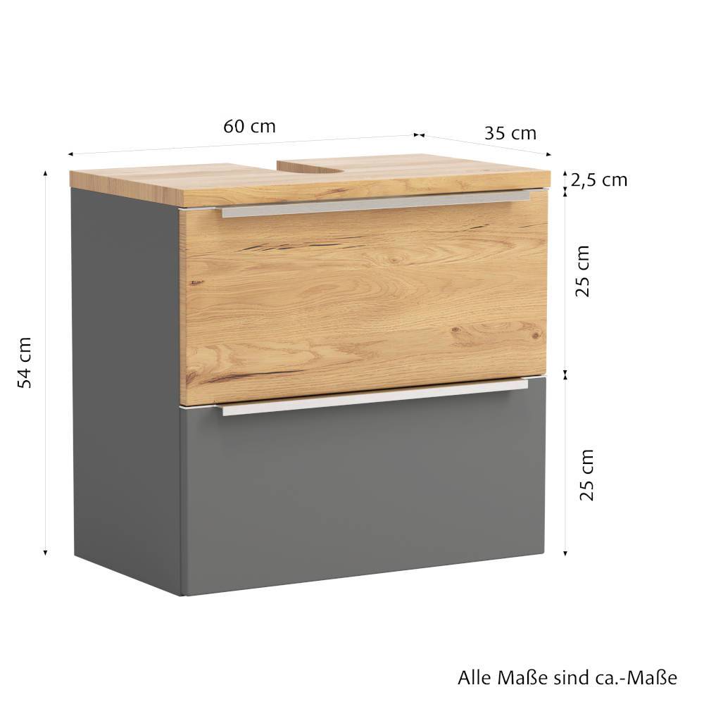 Waschbecken-Unterschrank in Mattgrau - Reill