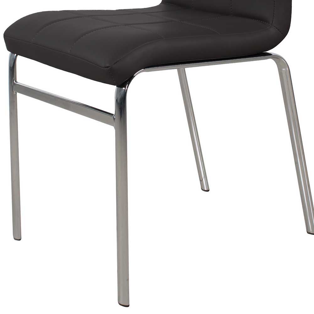 Schwarze Kunstleder Stühle & Tisch Sisela ausziehbar (fünfteilig)