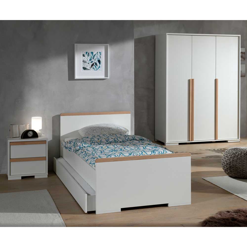 Jugend Schlafzimmer Möbel in Weiß - Eldrus (dreiteilig)