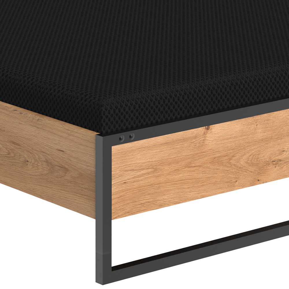 Industrial Doppelbett in Plankeneiche NB - Bram
