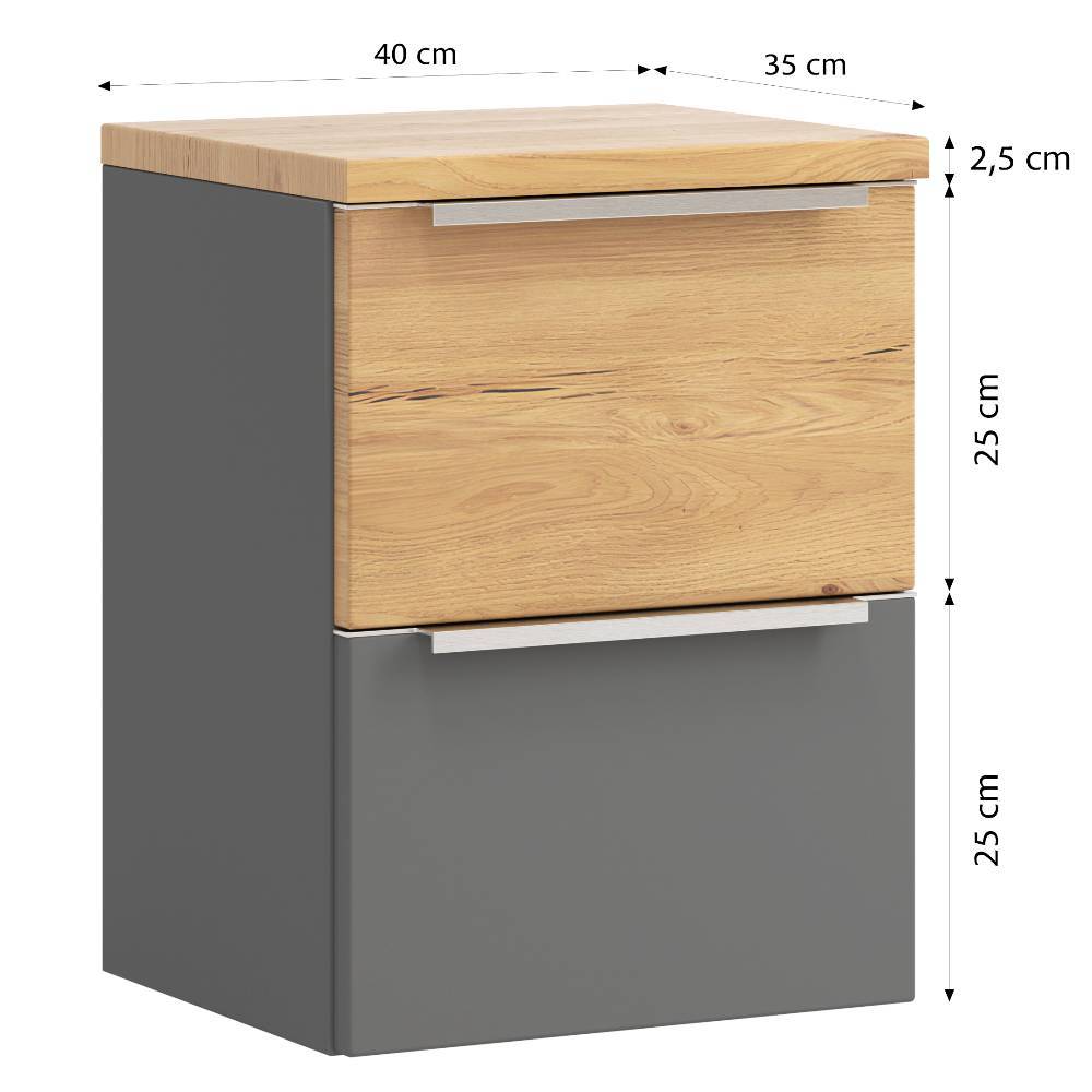 Hängender Bad-Schubladenschrank in Mattgrau - Reill