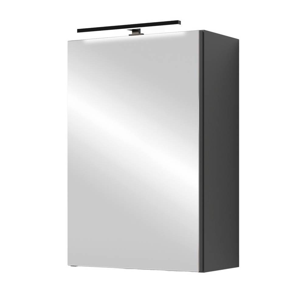 Geschlossener Badezimmer-Wandschrank mit Spiegeltür und integrierter LED-Beleuchtung – Asta