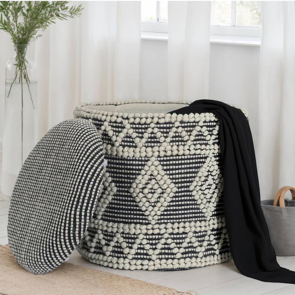 Boho Polsterhocker aus Wolle Webstoff - Fiodor