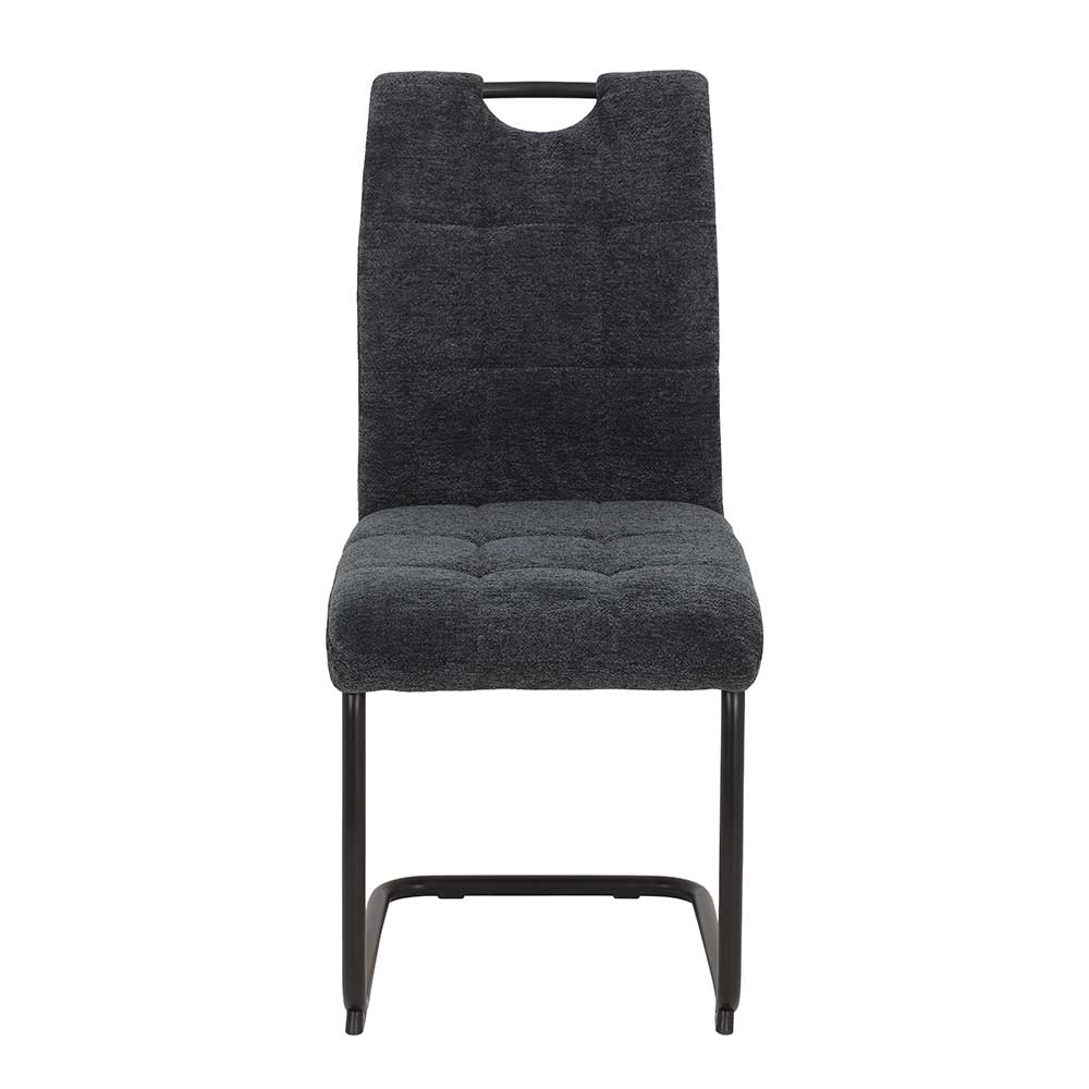 Freischwinger Stuhl aus Webplüsch Grau - Dongosaro (Set)